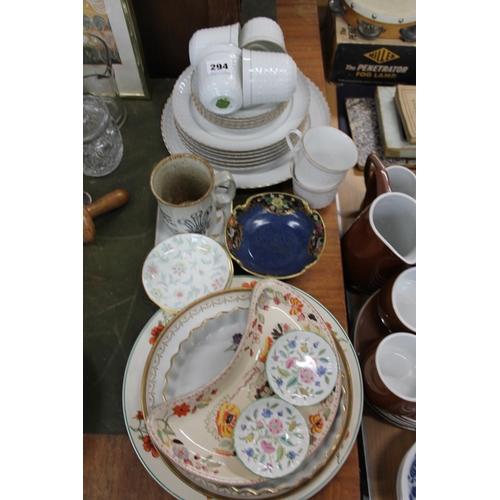 294 - Swedish Hakfors porcelain teaset, dishes, a Noritake bowl, pin dishes, etc.