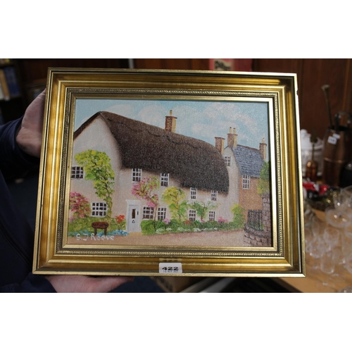 422 - S J REEVE, Rose Cottage Burton Bradstock Dorset, oil painting, signed, 21cm x 28cm.