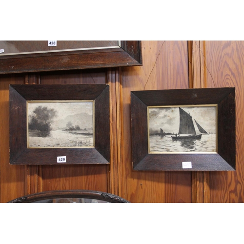 429 - 19TH CENTURY SCHOOL, a pair of oak framed watercolours, frame size 28cm x 36cm.