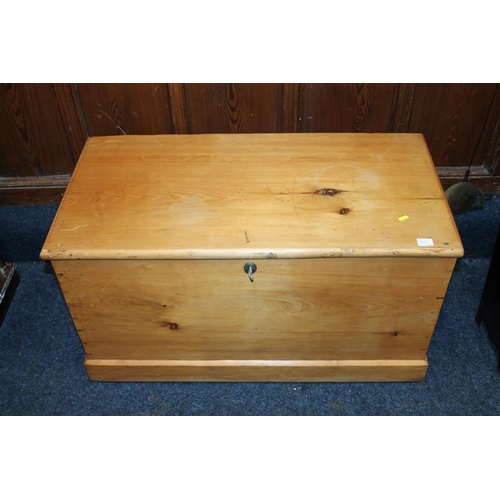 820 - Pine twin-handled blanket box, J Allison, C C Greenock.