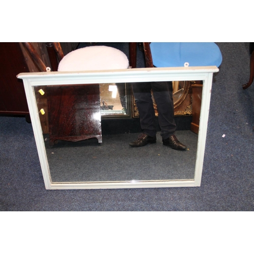 837 - Green painted framed wall mirror, 82 x 63cm.