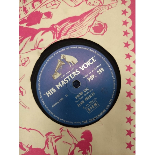 588 - Quantity of 78rpm singles dating from the 1930s-50s to include Elvis Presley on blue HMV label, Rick... 