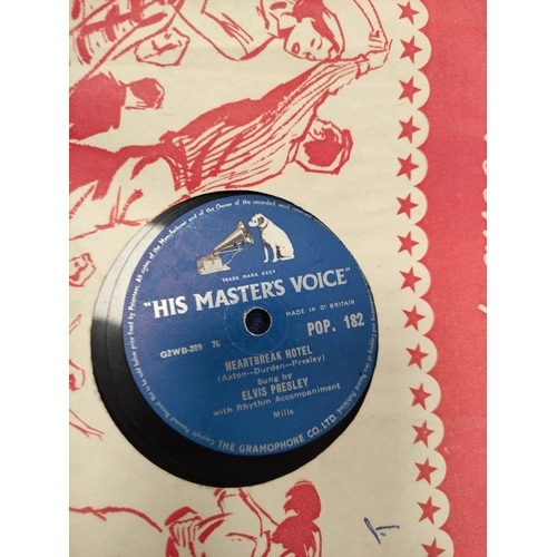 588 - Quantity of 78rpm singles dating from the 1930s-50s to include Elvis Presley on blue HMV label, Rick... 