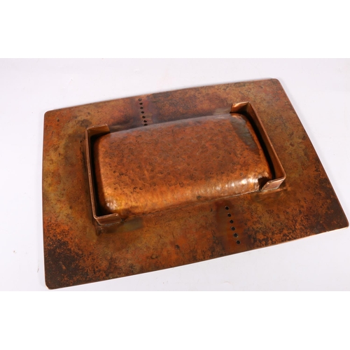 105 - Art Nouveau style copper and enamel tray, 38 x 26cm.