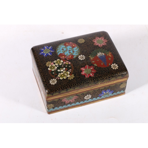 107 - Oriental cloisonne box and cover, 10 x 8cm.