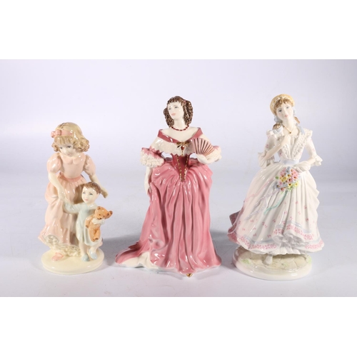 157 - Two Compton and Woodhouse Royal Worcester figurines, Lady Castlemaine CW262 and The Village Bride, a... 