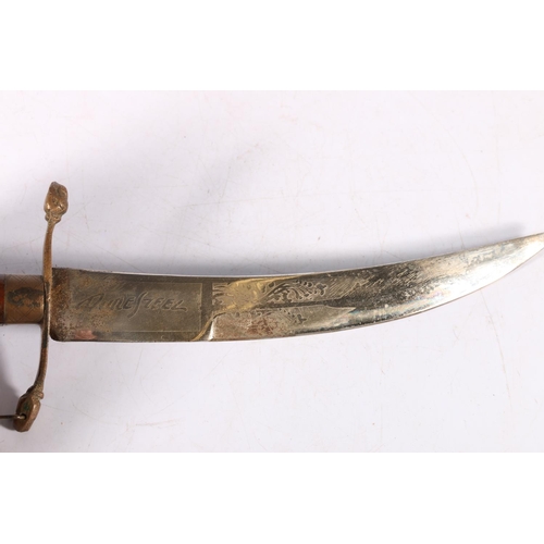 162 - Indian Khanjar style dagger with mother-of-pearl handle, 33cm long.