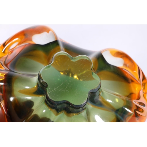 18 - Mid-century Sommerso Art Glass dish, possibly designed by Josef Hospodka, and a cat vase, designed b... 