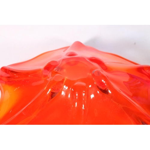 20 - Murano style Sommerso Art Glass dish of shell form, and an orange shallow dish, 27cm.