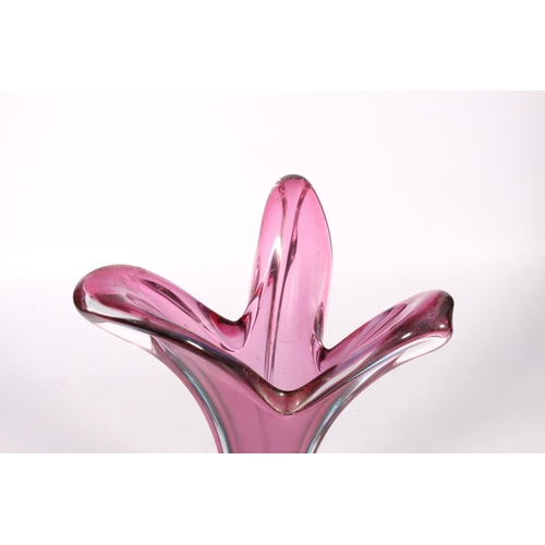 3 - Twisted flaring Art Glass vase, in the manner of Flavio Poli for Murano, 35cm.