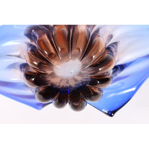 4 - Blue and orange Art Glass vase, in the manner of Flavio Poli, 43cm.