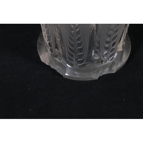 43 - 1960 Lalique 'EPIS' wheat pattern flared vase, 17cm. (a/f)