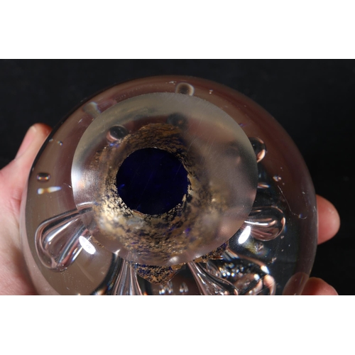 60 - Large bubbled and gold leaf paperweight, 10cm.