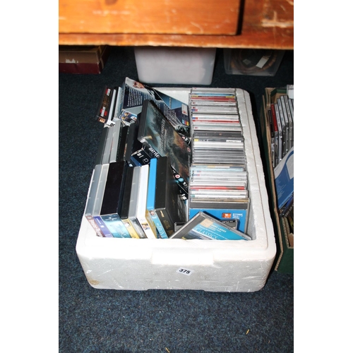 375 - Box containing mainly classical CDs and DVDs to include box sets.