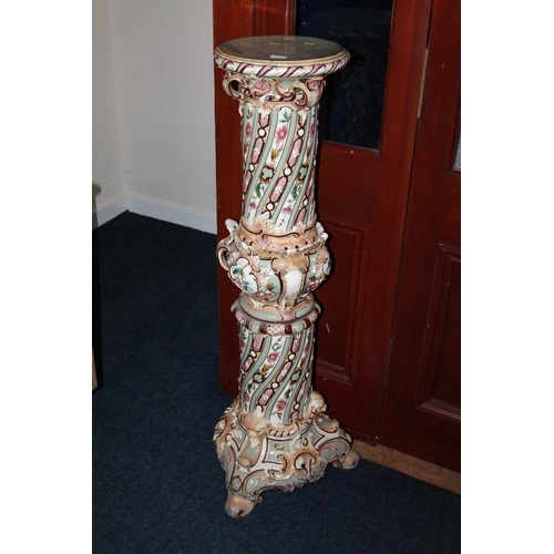 823 - Majolica style large floral decorated urn.