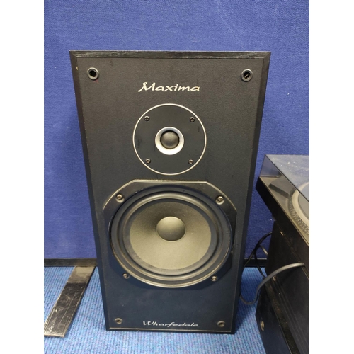 615 - Hi-Fi system comprising of a pair of Maxima Wharfedale 100w speakers, technics SL-BD22D turntable, P... 