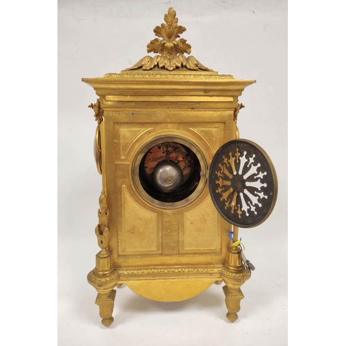 73 - French late 19th century mantel clock by Marti, No. 14974, in gilt spelter with Sevres style plaques... 