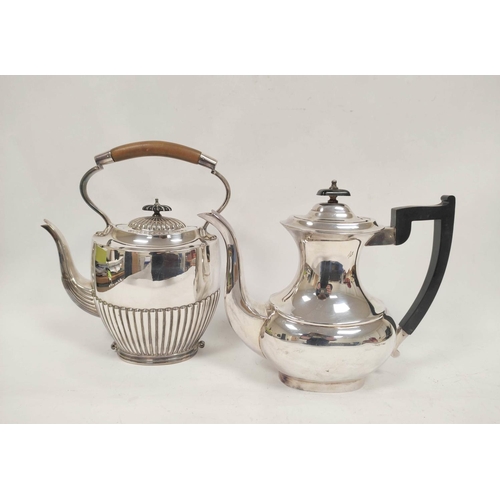 19 - E.p. kettle, a similar entree dish and cover and various other items including six silver spoons and... 