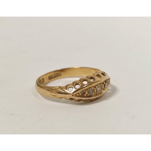 4 - Diamond five-stone ring and another, both 18ct gold, 6.6g.