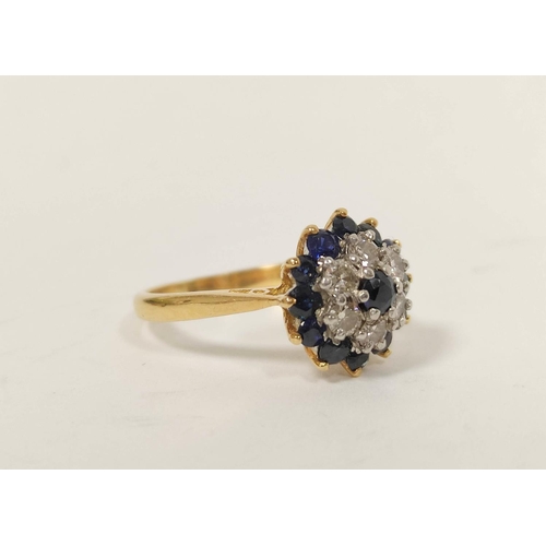 9 - Diamond and sapphire cluster ring and another, both 9ct. Sizes 'N' & 'M'.