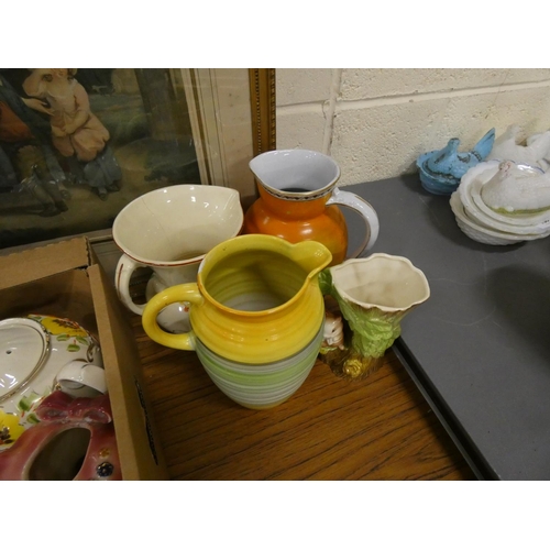 163 - Large box of studio pottery, etc.