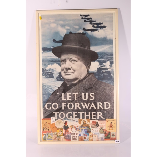 576 - Framed poster print of Sir Winston Churchill 