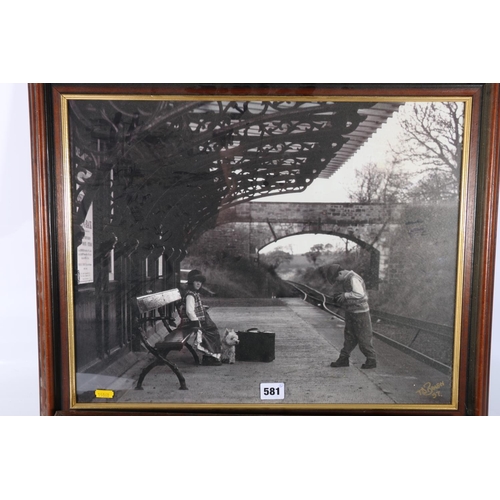 581 - Five framed photographic prints including railway station, Forth Rail Bridge, Portobello etc., (5).