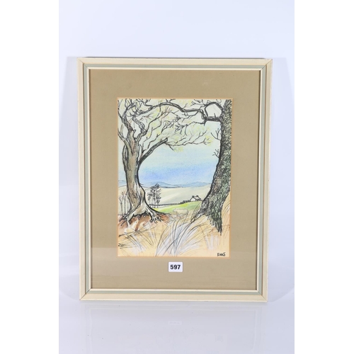 597 - RACHEL M SMITH, Near Lamancha, watercolour, signed with initials, 34cm x 24cm.