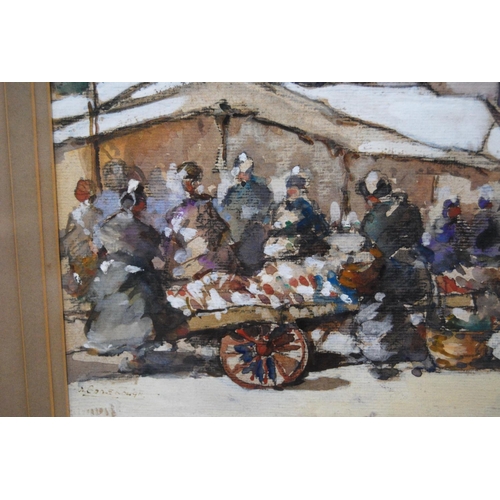 William Ednie Rough (Scottish, 1892 - 1935)Market scene with figures ...