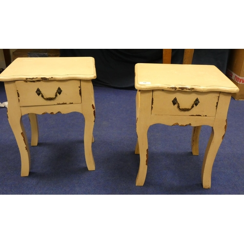 12 - Small pair of cream bedside tables.
