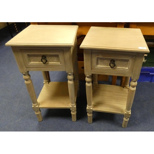 14 - Pair of bedside tables with drawers, painted grey.