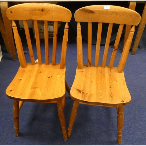 16 - Two country style pine chairs.