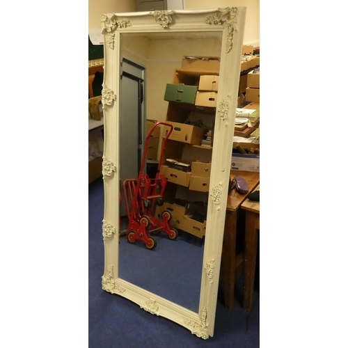19 - Large ornate cream wall mirror.