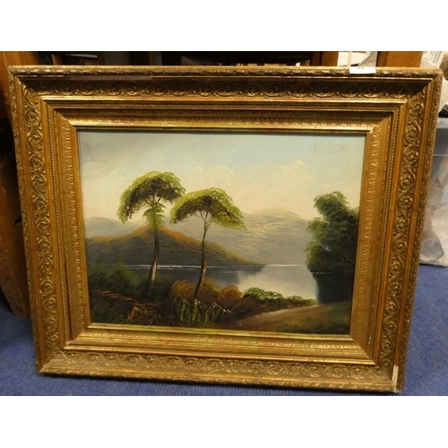 22 - Oil on canvas landscape, in gilt frame.