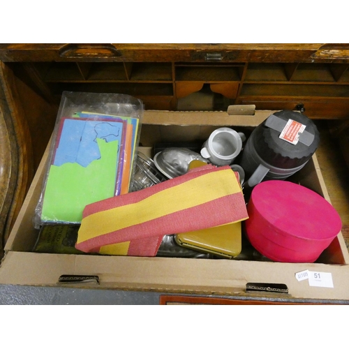 51 - Large box of miscellaneous household items.