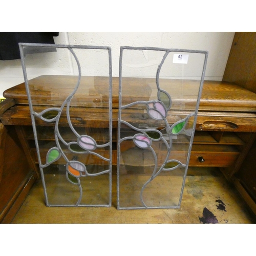 52 - Two small stained glass windows.