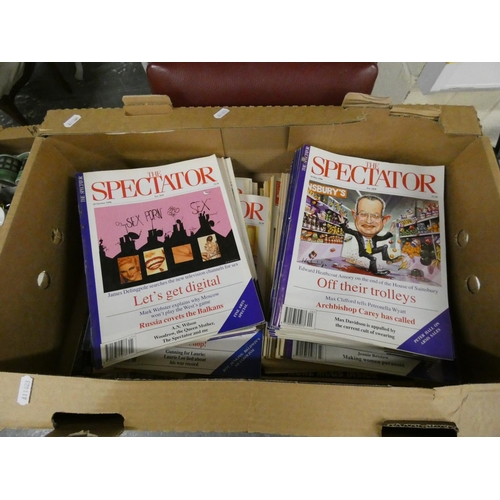 57 - Two large boxes of The Spectator magazines.