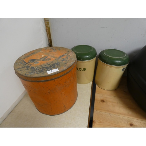 6 - Three vintage storage tins.