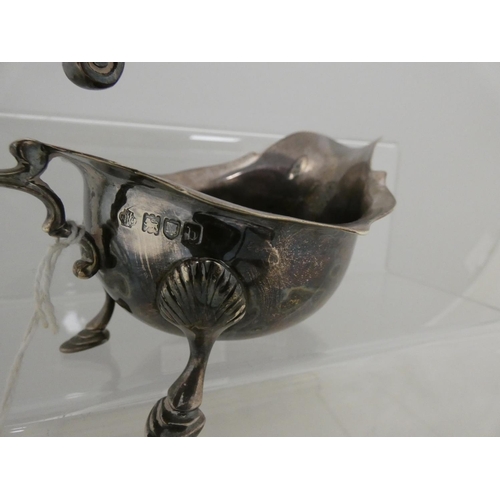 7 - Silver sauceboat with cut edge and flying scrolling handle, Adie Brothers 1897, 6oz, 18 g gross