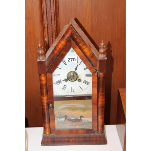 270 - Antique mahogany mantel clock manufactured by Jerome and Co, New Haven, America.