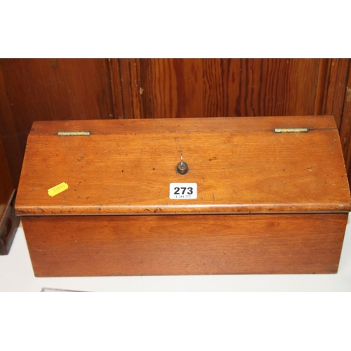 273 - Vintage slope-front storage box.