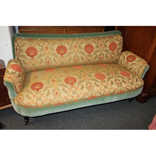 710 - Antique floral upholstered shaped parlour sofa.