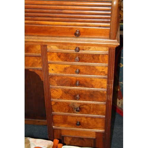 712 - Victorian walnut roll top knee-hole dental unit/desk.