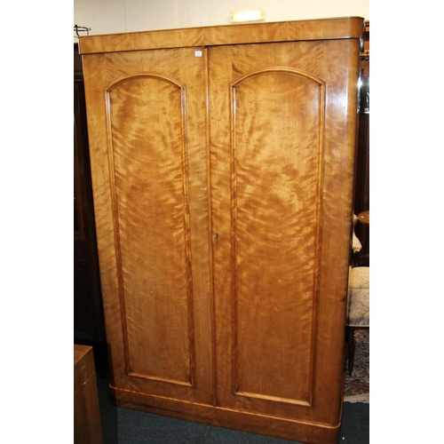 719 - Victorian satinwood two door wardrobe.