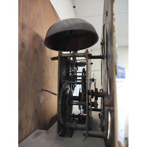 77 - 18th century oak 30 hour longcase clock with a 13 inch brass dial named to John Blaylock, Longton, c... 