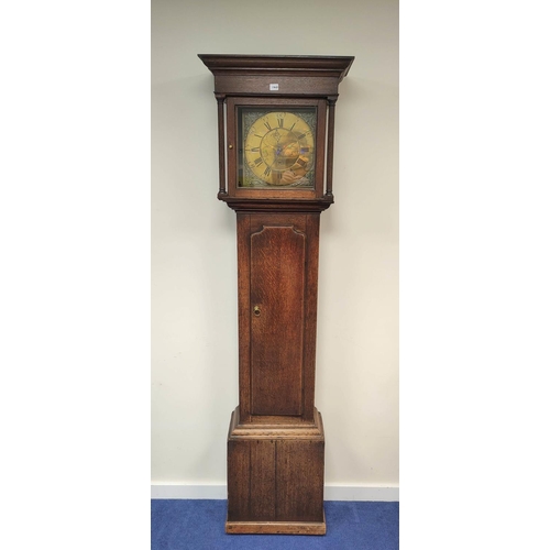 77 - 18th century oak 30 hour longcase clock with a 13 inch brass dial named to John Blaylock, Longton, c... 