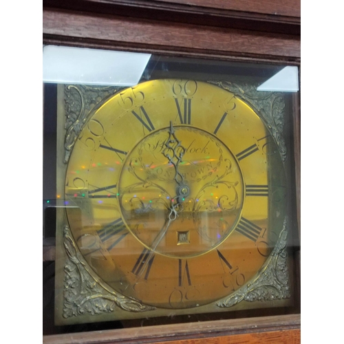 77 - 18th century oak 30 hour longcase clock with a 13 inch brass dial named to John Blaylock, Longton, c... 