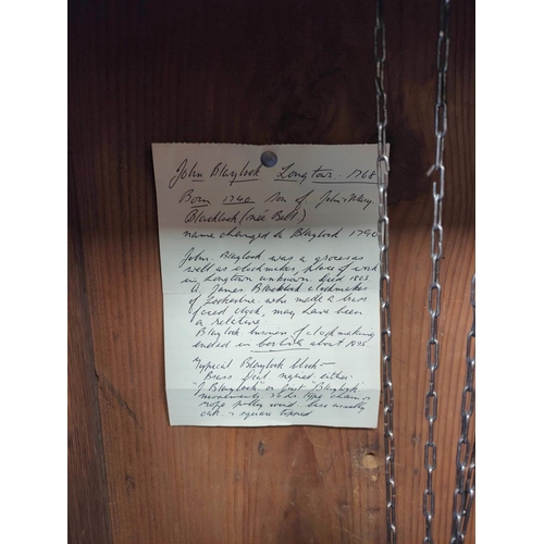 77 - 18th century oak 30 hour longcase clock with a 13 inch brass dial named to John Blaylock, Longton, c... 