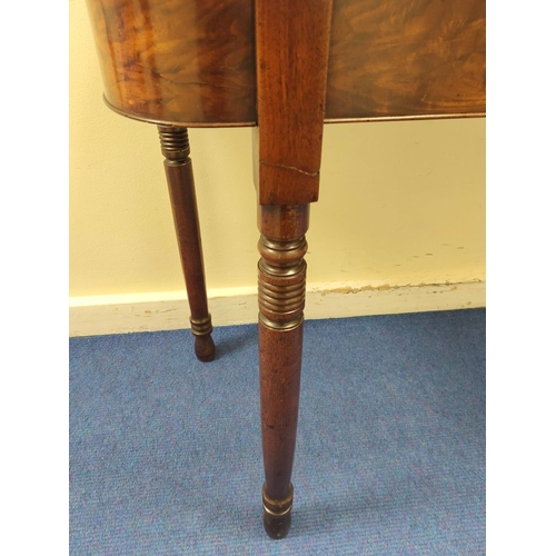 538 - 19th century fold over tea/card table, with a fold over top above an inlaid frieze drawer, on turned... 