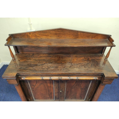 539 - 19th century rosewood chiffonier with a shelved back raised on balustrade columns, above a drawer an... 